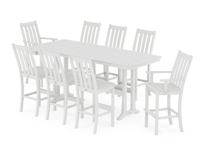 POLYWOOD Vineyard 9-Piece Bar Set with Trestle Legs in White