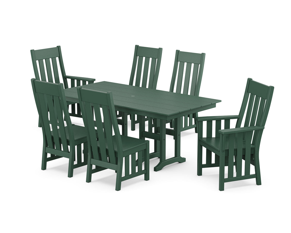 POLYWOOD Acadia 7-Piece Farmhouse Dining Set in Green