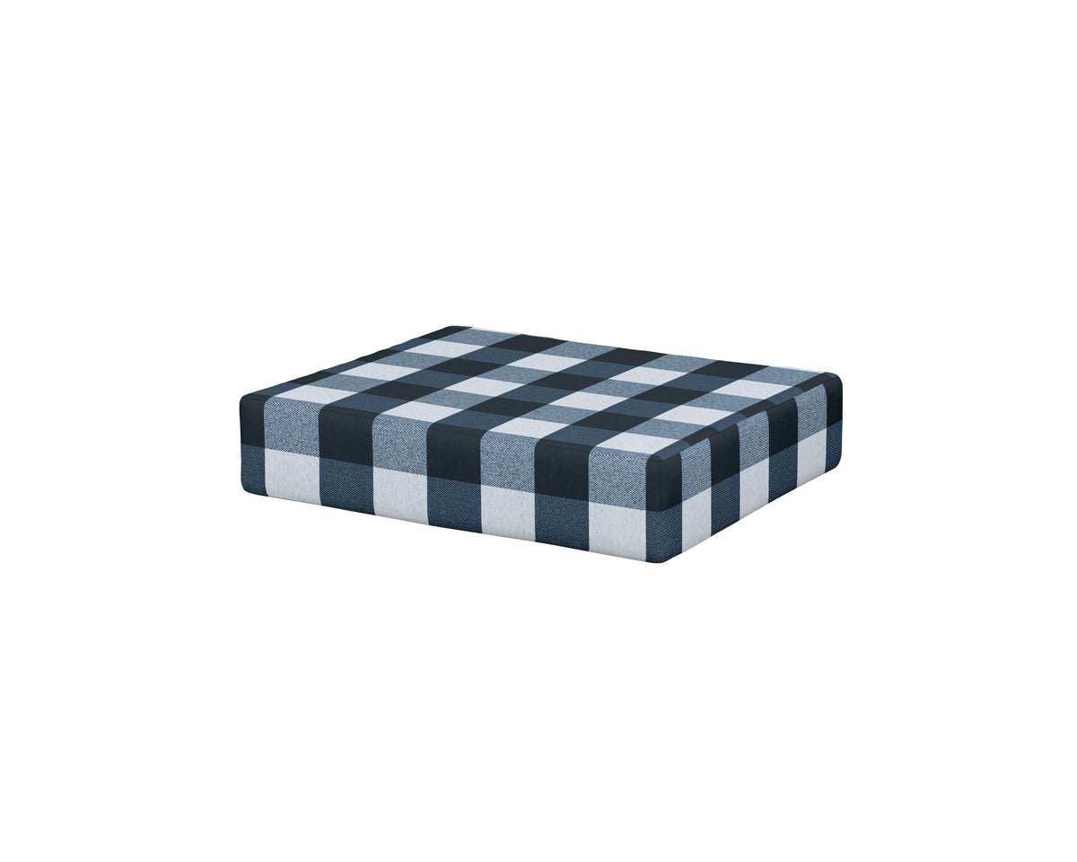 POLYWOOD Acadia Ottoman Cushion in Buffalo Plaid Marine Indigo