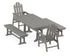 POLYWOOD Long Island 5-Piece Farmhouse Dining Set with Trestle Legs - 37" x 72" Table in Slate Grey