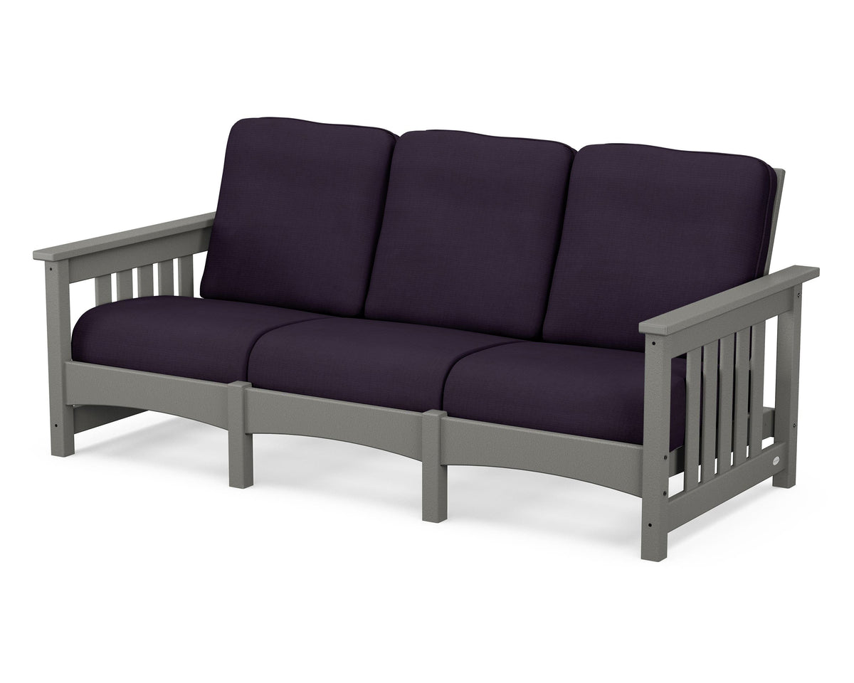 POLYWOOD Club Mission Sofa in Slate Grey / Navy Linen