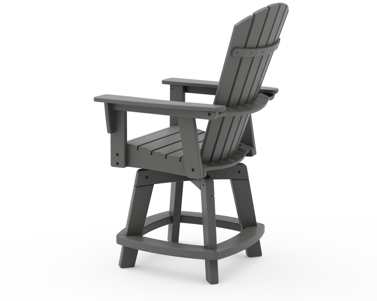POLYWOOD Nautical Curveback Adirondack Swivel Counter Chair angle view