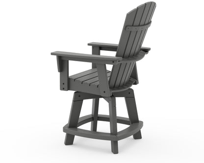 POLYWOOD Nautical Curveback Adirondack Swivel Counter Chair angle view
