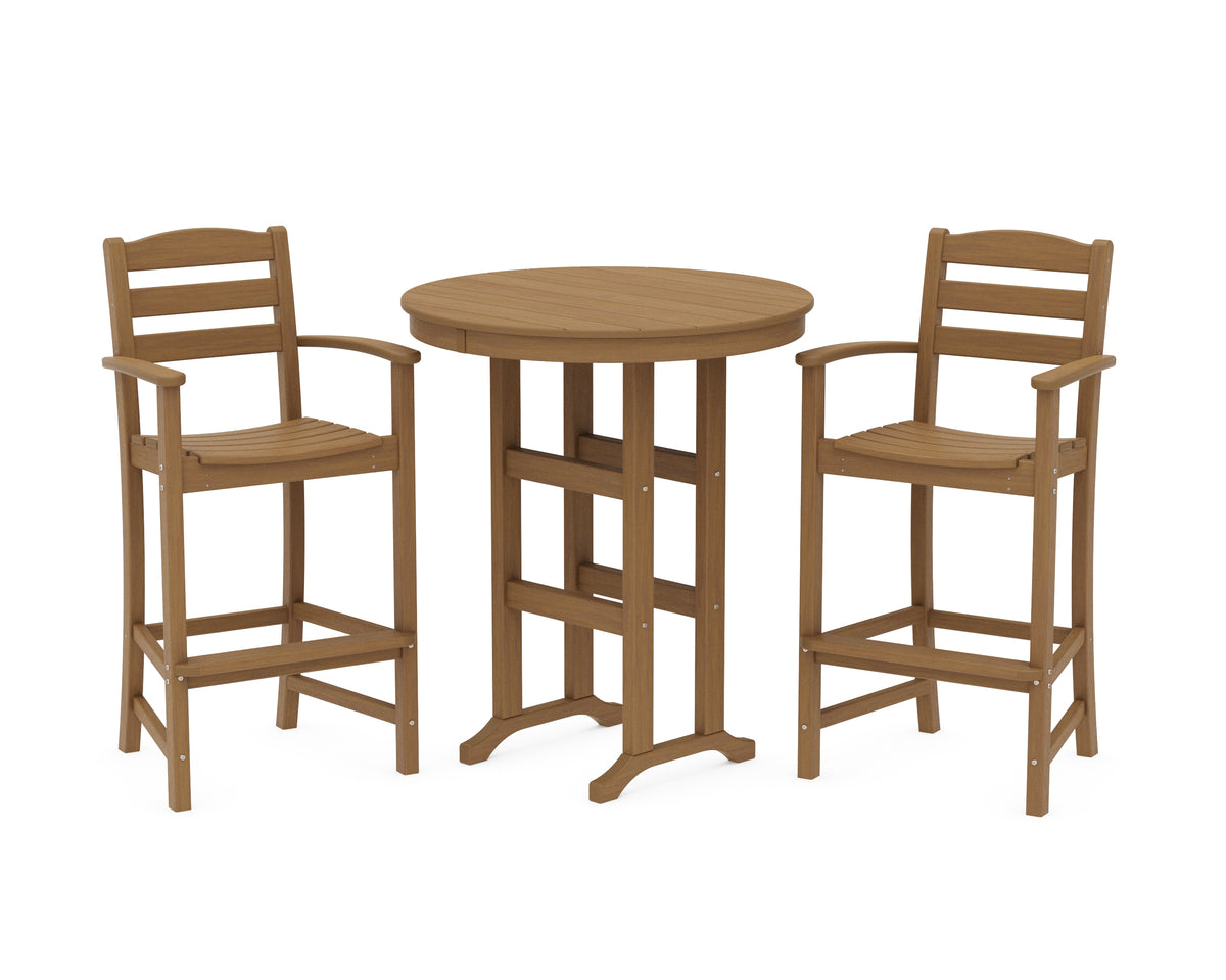POLYWOOD La Casa Café 3-Piece Round Farmhouse Bar Set in Natural