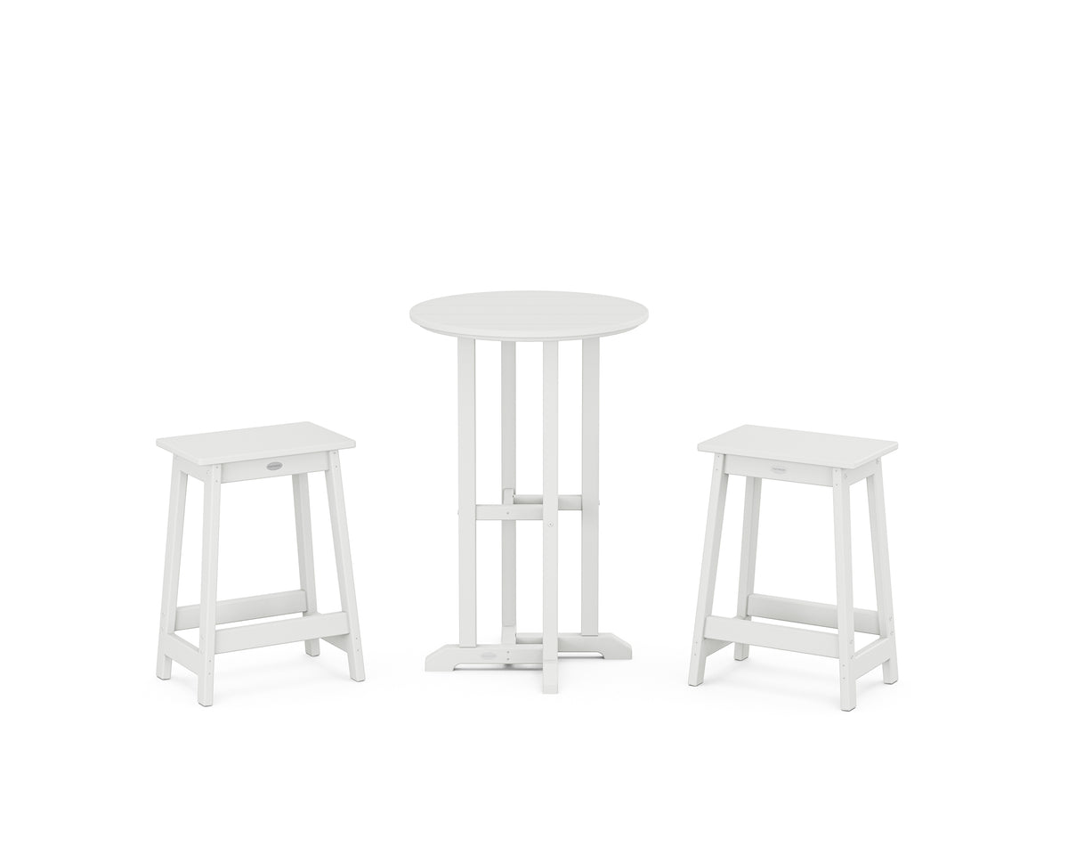 POLYWOOD Modern Studio Counter Stool 3-Piece Bistro Set in White