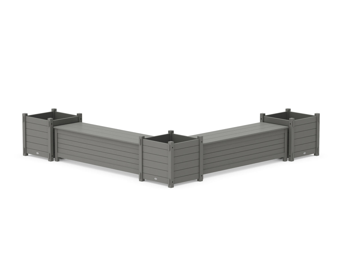 POLYWOOD 60" Nautical L-Shaped Planter Storage Bench Corner Set - Large in Slate Grey