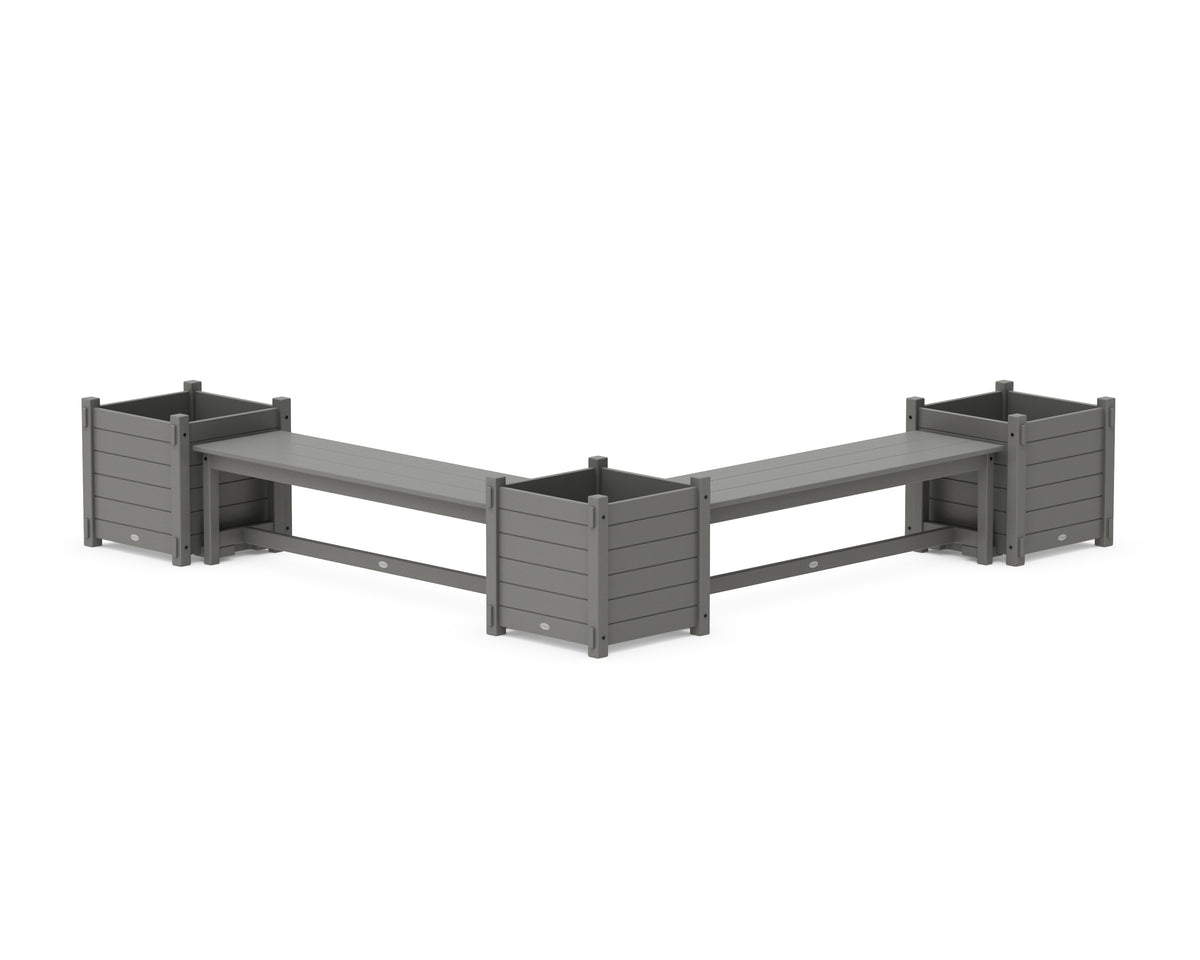 POLYWOOD 60" Nautical L-Shaped Planter Bench Corner Set - Large in Slate Grey