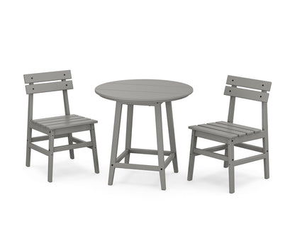 POLYWOOD Modern Studio Plaza Chair 3-Piece Round Bistro Dining Set in Slate Grey