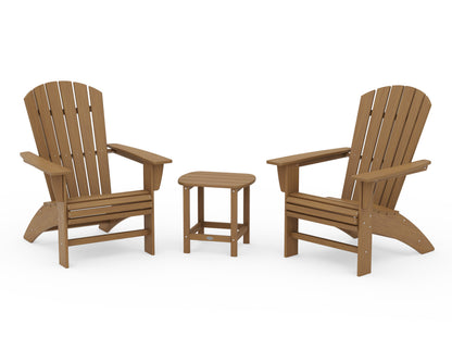 POLYWOOD Nautical 3-Piece Curveback Adirondack Set in Natural
