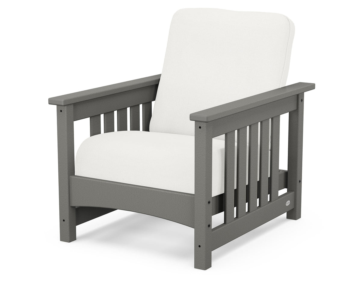POLYWOOD Club Mission Chair in Slate Grey / Natural Linen