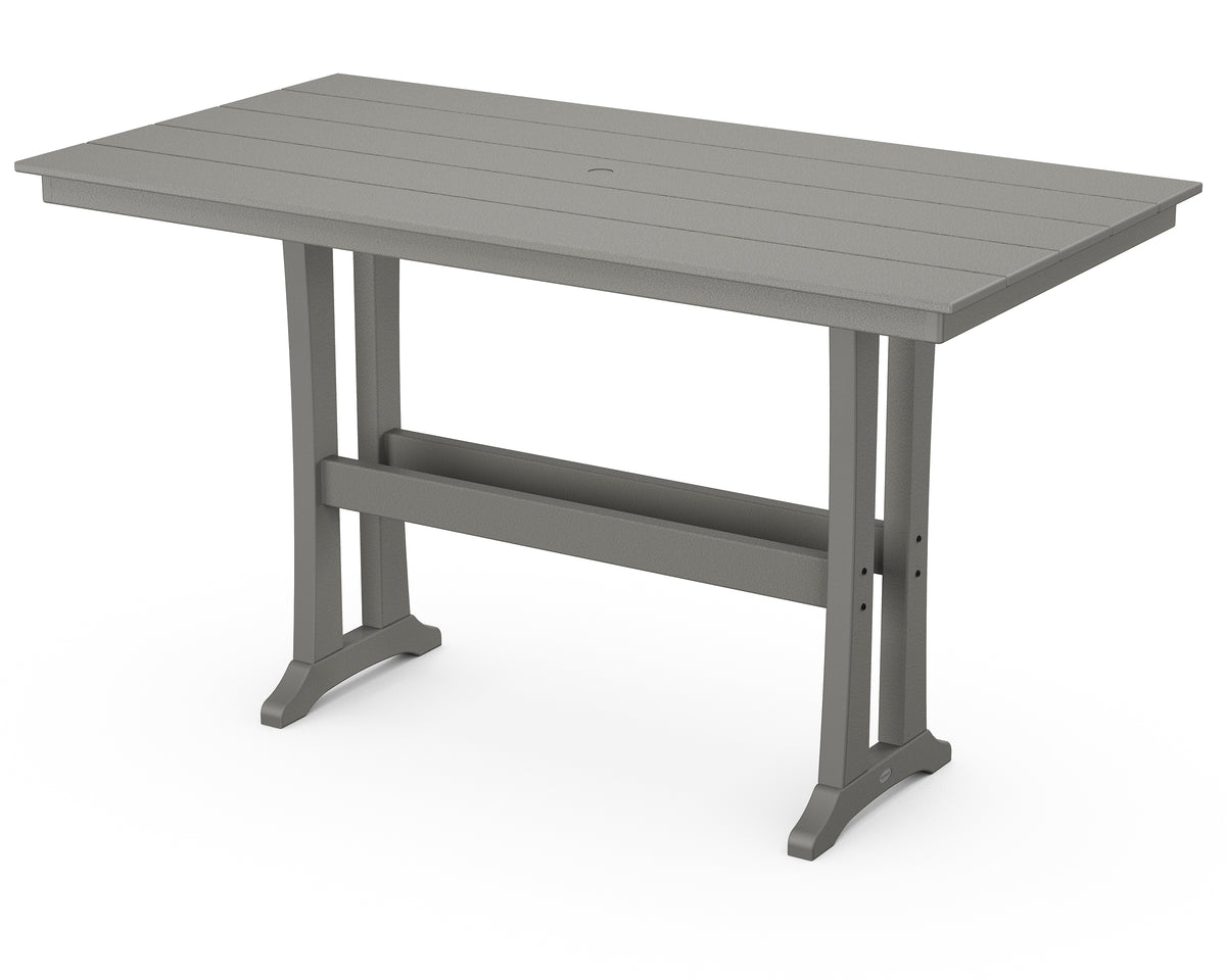 POLYWOOD Farmhouse Trestle 37" x 72" Bar Table in Slate Grey