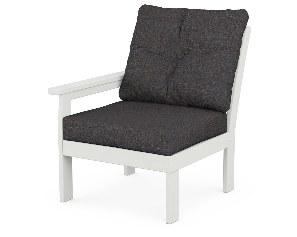POLYWOOD Vineyard Modular Left Arm Chair in Vintage White / Ash Charcoal