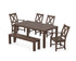 POLYWOOD Braxton 6-Piece Parsons Dining Set with Bench with Braxton Dining Side Chair in Mahogany