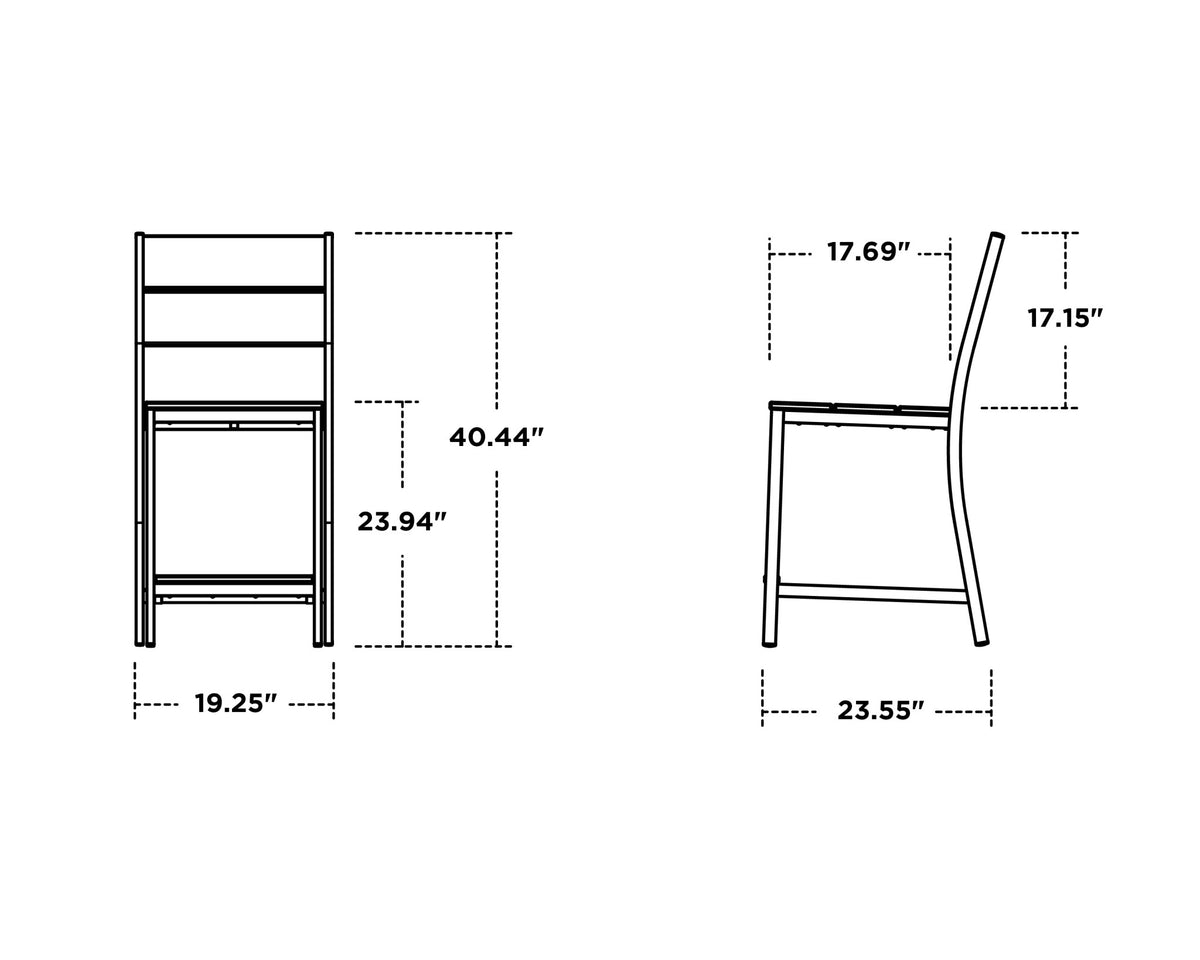 POLYWOOD Main Street Counter Side Chair dimensions