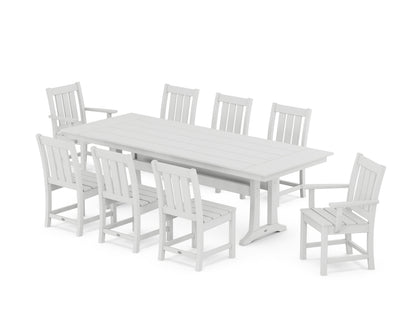 POLYWOOD Oxford 9-Piece Farmhouse Dining Set with Trestle Legs in White