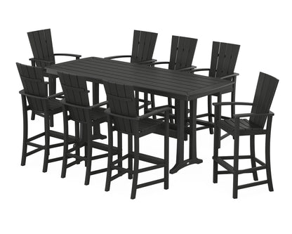 POLYWOOD Quattro Adirondack 9-Piece Bar Set with Trestle Legs in Black