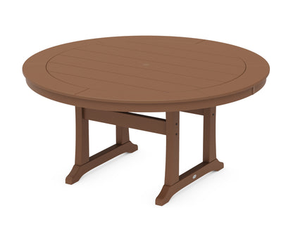 POLYWOOD Nautical Trestle 60" Round Dining Table in Teak