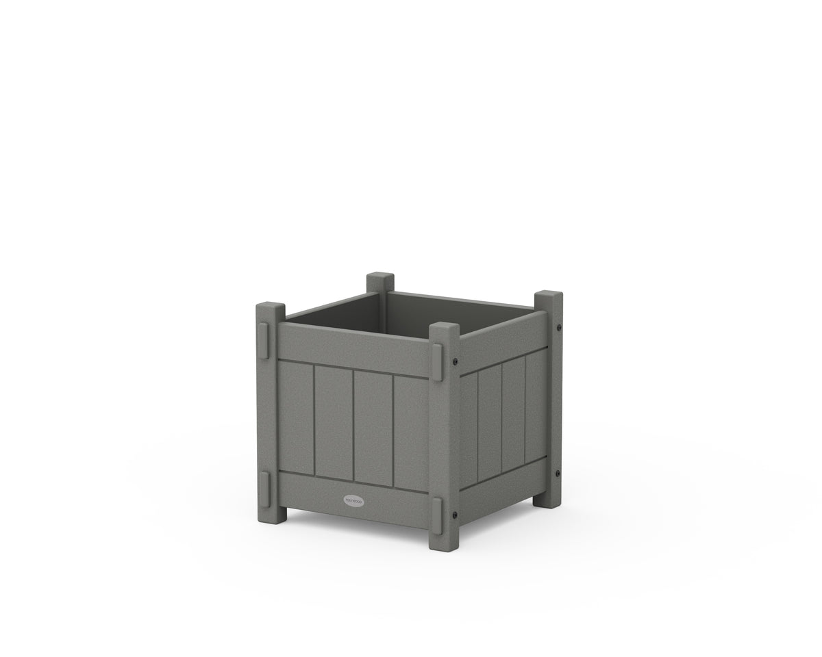 POLYWOOD Vineyard Square Planter Box in Slate Grey