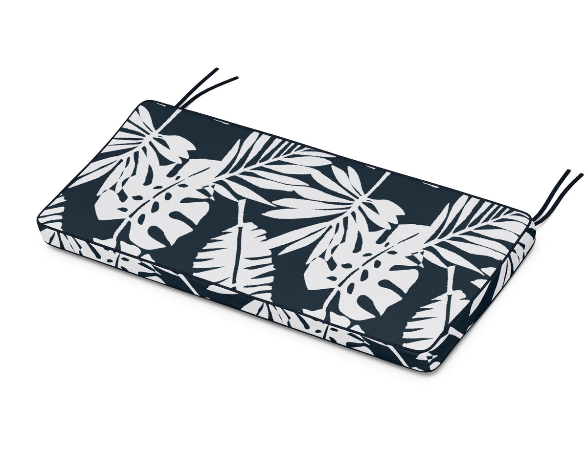 POLYWOOD Chinoiserie 48" Bench Seat Cushion in Leaf Marine Indigo