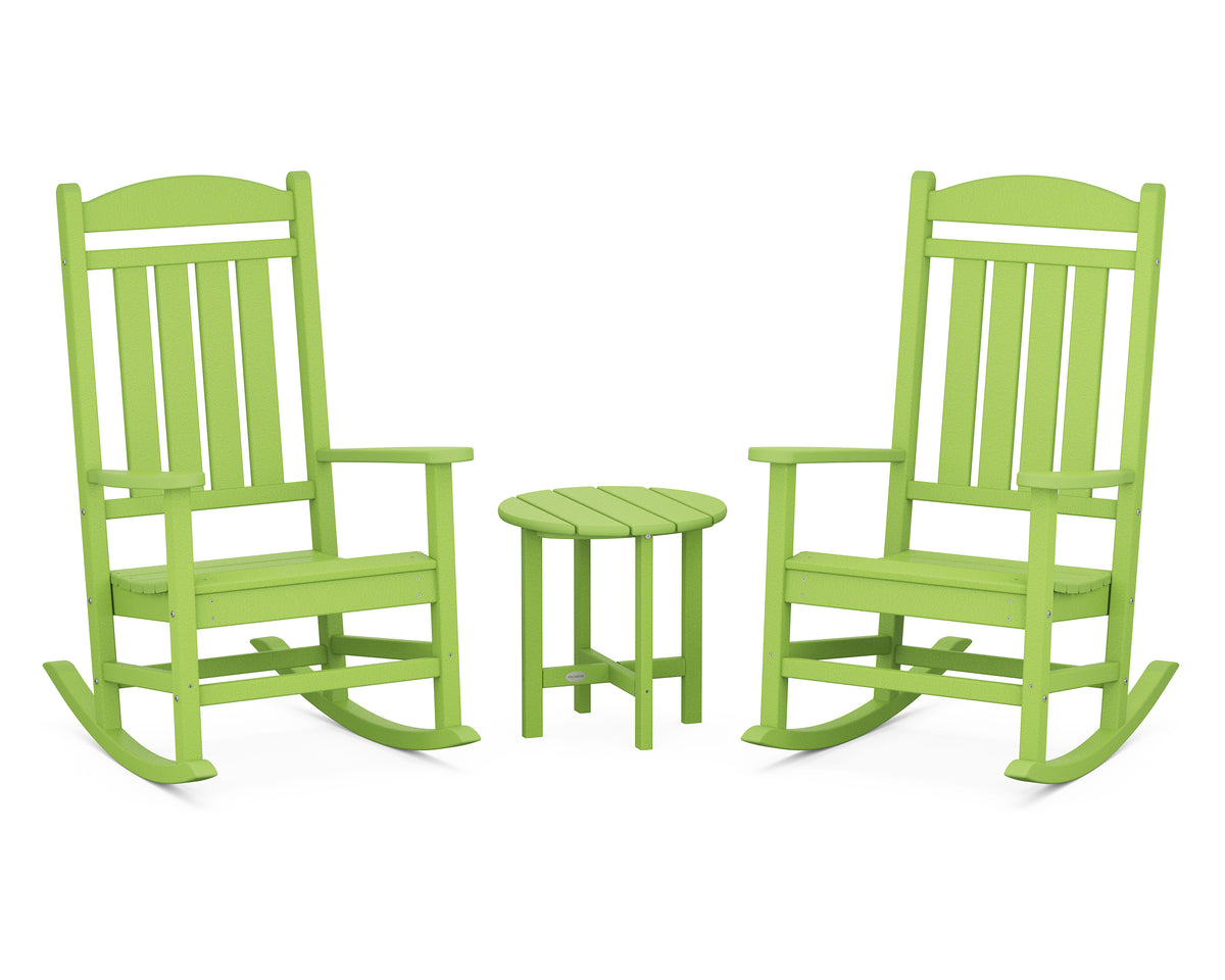 POLYWOOD Presidential 3-Piece Rocker Set with Round Side Table in Lime