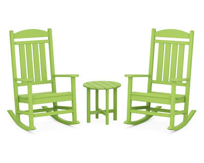 POLYWOOD Presidential 3-Piece Rocker Set with Round Side Table in Lime