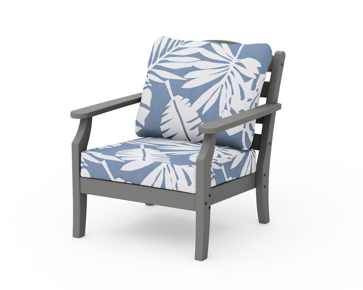POLYWOOD Savannah Deep Seating Chair in Slate Grey / Leaf Sky Blue