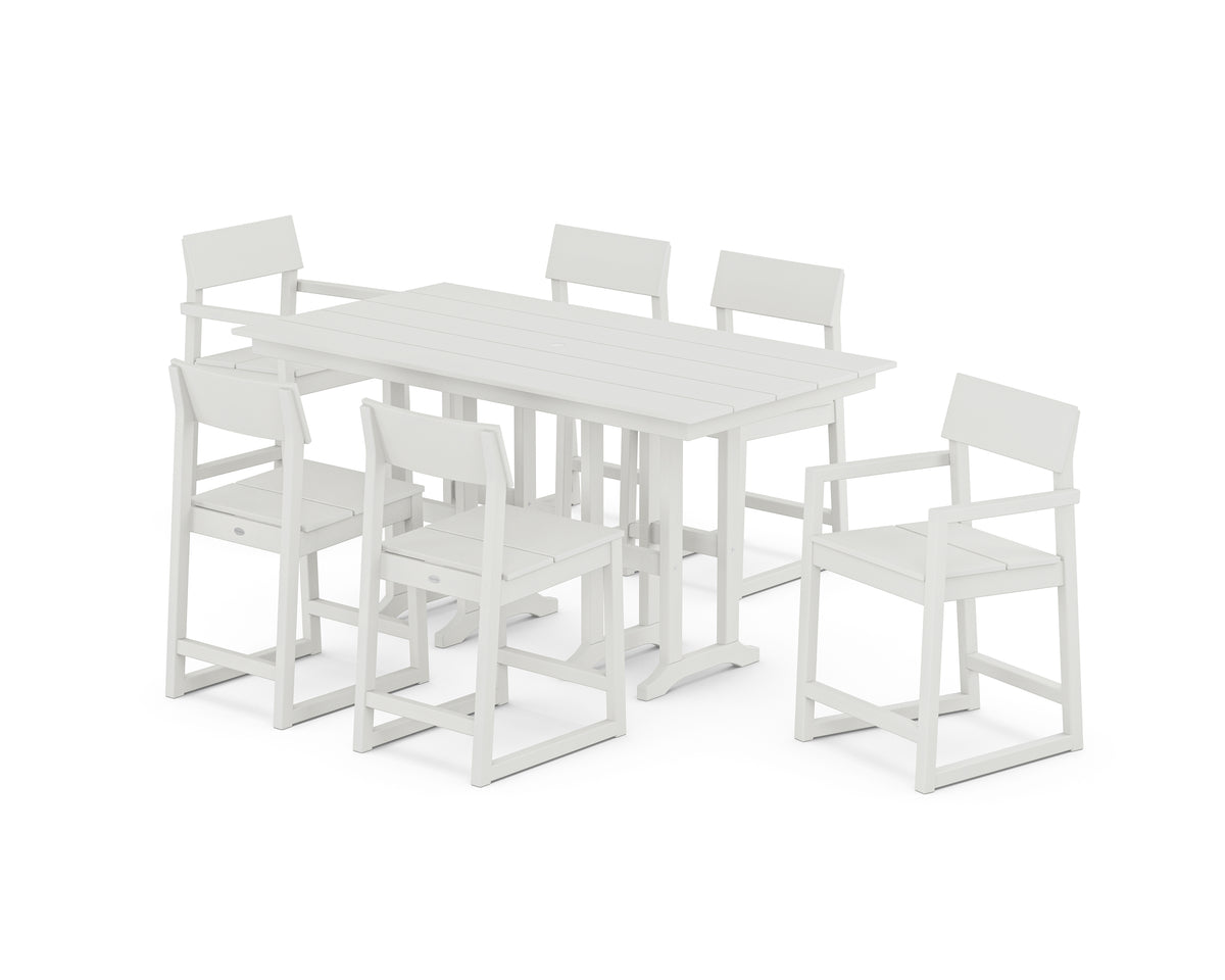 POLYWOOD EDGE 7-Piece Farmhouse Counter Set in Vintage White