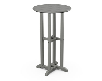 POLYWOOD 24" Round Farmhouse Bar Bistro Table in Slate Grey