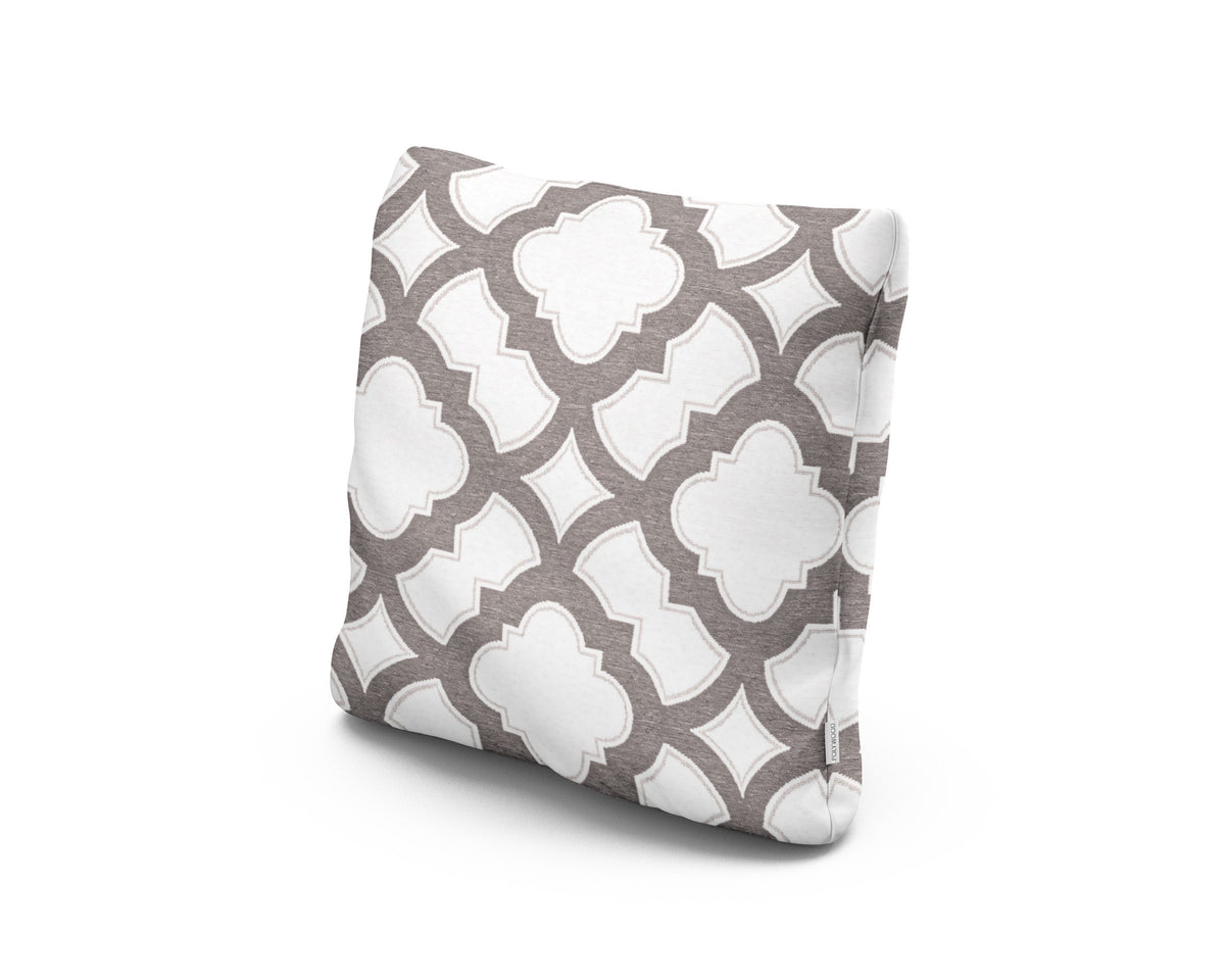 POLYWOOD 18" Outdoor Throw Pillow in Trellis Grey Mist