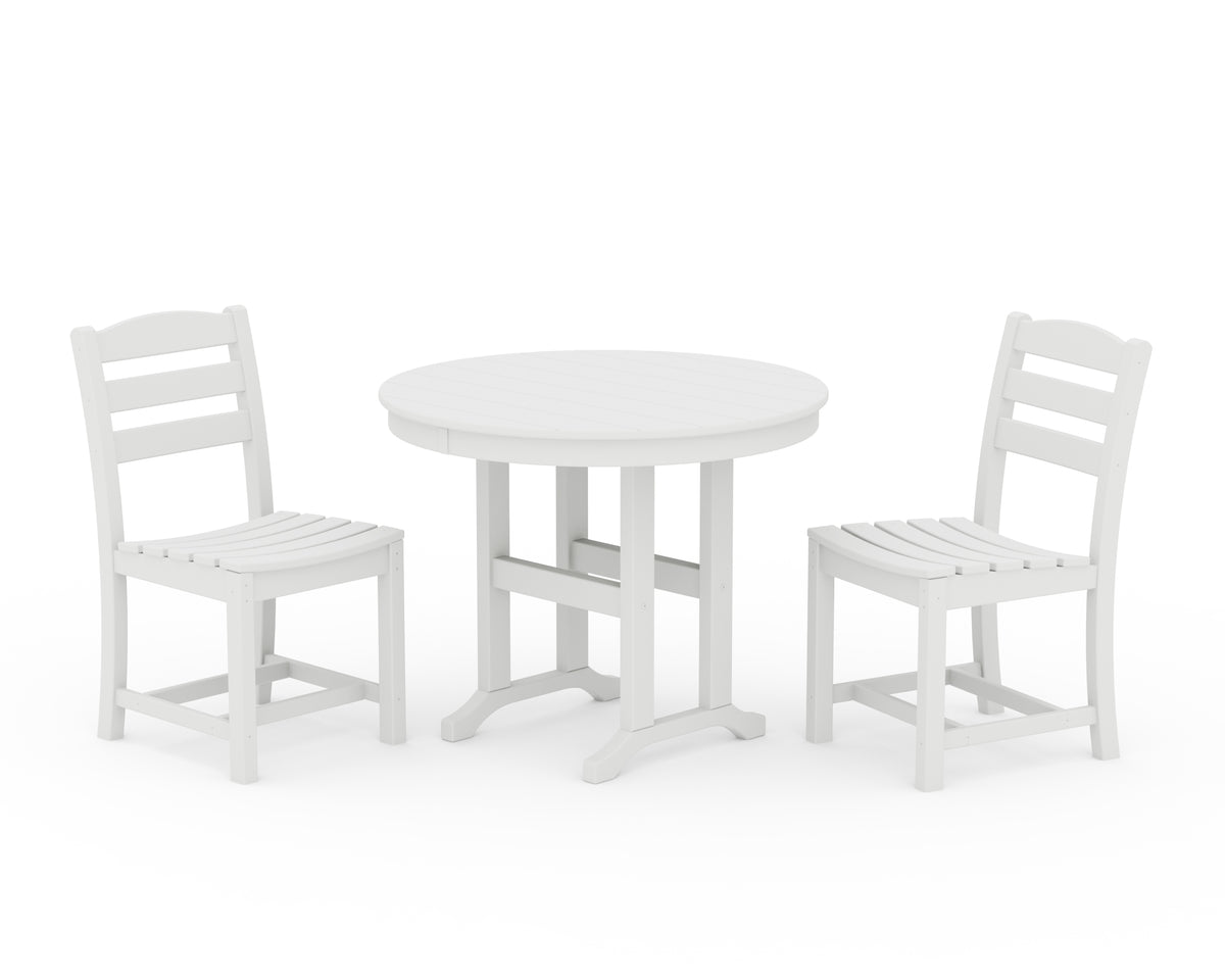 POLYWOOD La Casa Café Side Chair 3-Piece Round Dining Set in White
