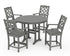 POLYWOOD Chinoiserie 5-Piece Round Counter Set in Slate Grey