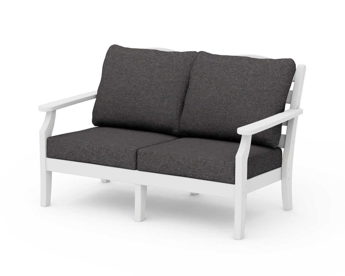 POLYWOOD Savannah Deep Seating Loveseat in White / Ash Charcoal
