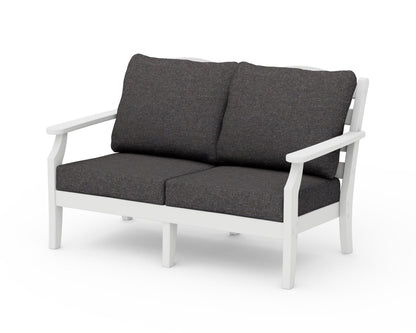 POLYWOOD Savannah Deep Seating Loveseat in White / Ash Charcoal