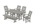 POLYWOOD Chinoiserie 6-Piece Farmhouse Dining Set with Bench in Slate Grey