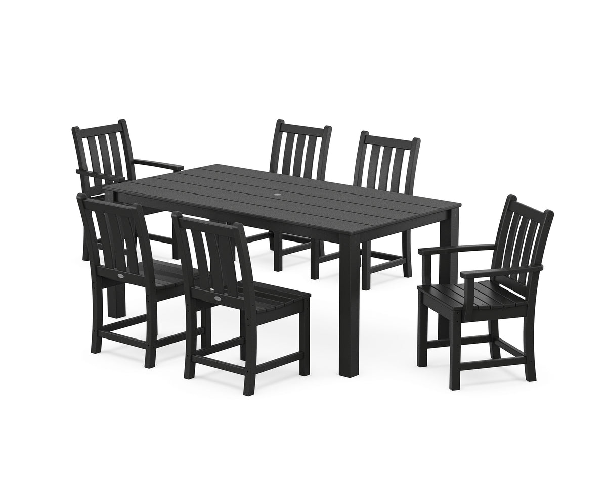 POLYWOOD Traditional Garden 7-Piece Parsons Dining Set in Black