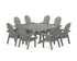 POLYWOOD Vineyard Curveback Adirondack 9-Piece Square Farmhouse Dining Set with Trestle Legs in Slate Grey