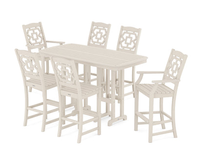 POLYWOOD Chinoiserie 7-Piece Bar Set in Sand