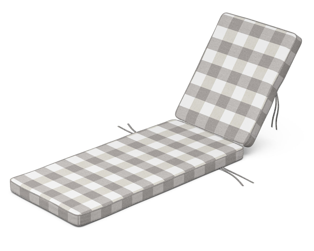 POLYWOOD Acadia Chaise Cushion in Buffalo Plaid Grey Mist