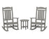 POLYWOOD Presidential 3-Piece Rocker Set with Round Side Table in Slate Grey