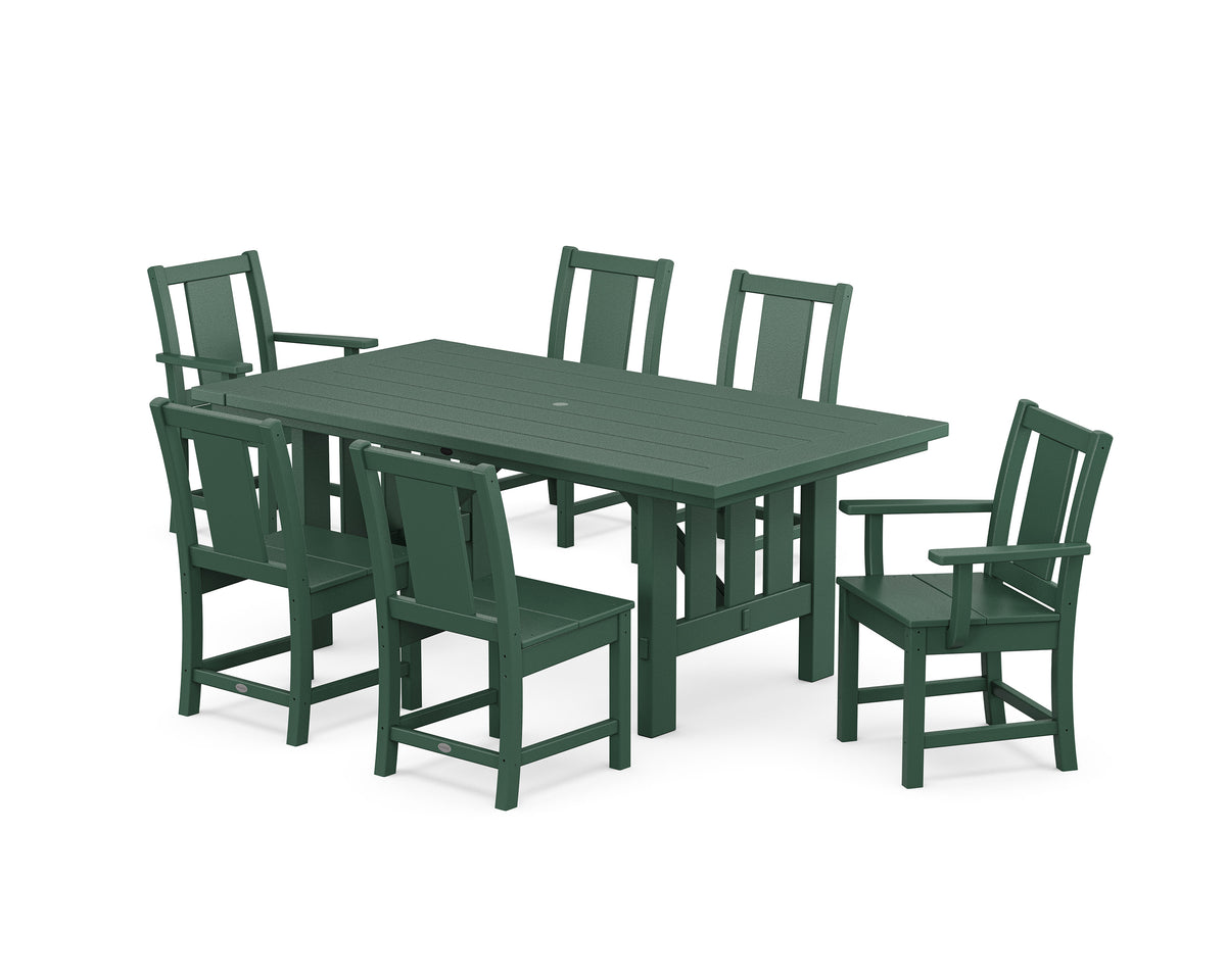 POLYWOOD Prairie 7-Piece Dining Set with Mission Table in Green
