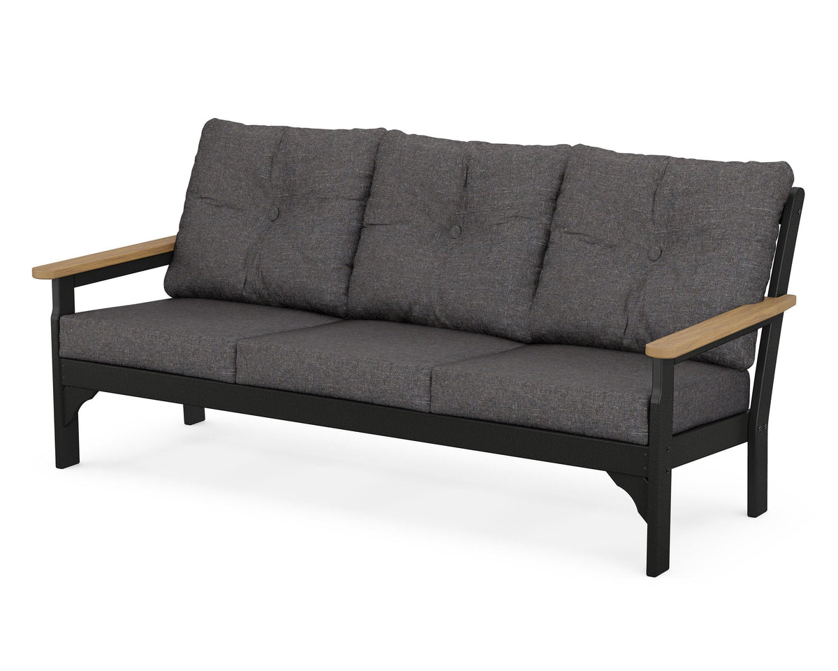 POLYWOOD Vineyard Deep Seating Sofa in Black / Natural / Ash Charcoal