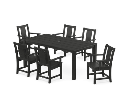 POLYWOOD Prairie Arm Chair 7-Piece Parsons Dining Set in Black