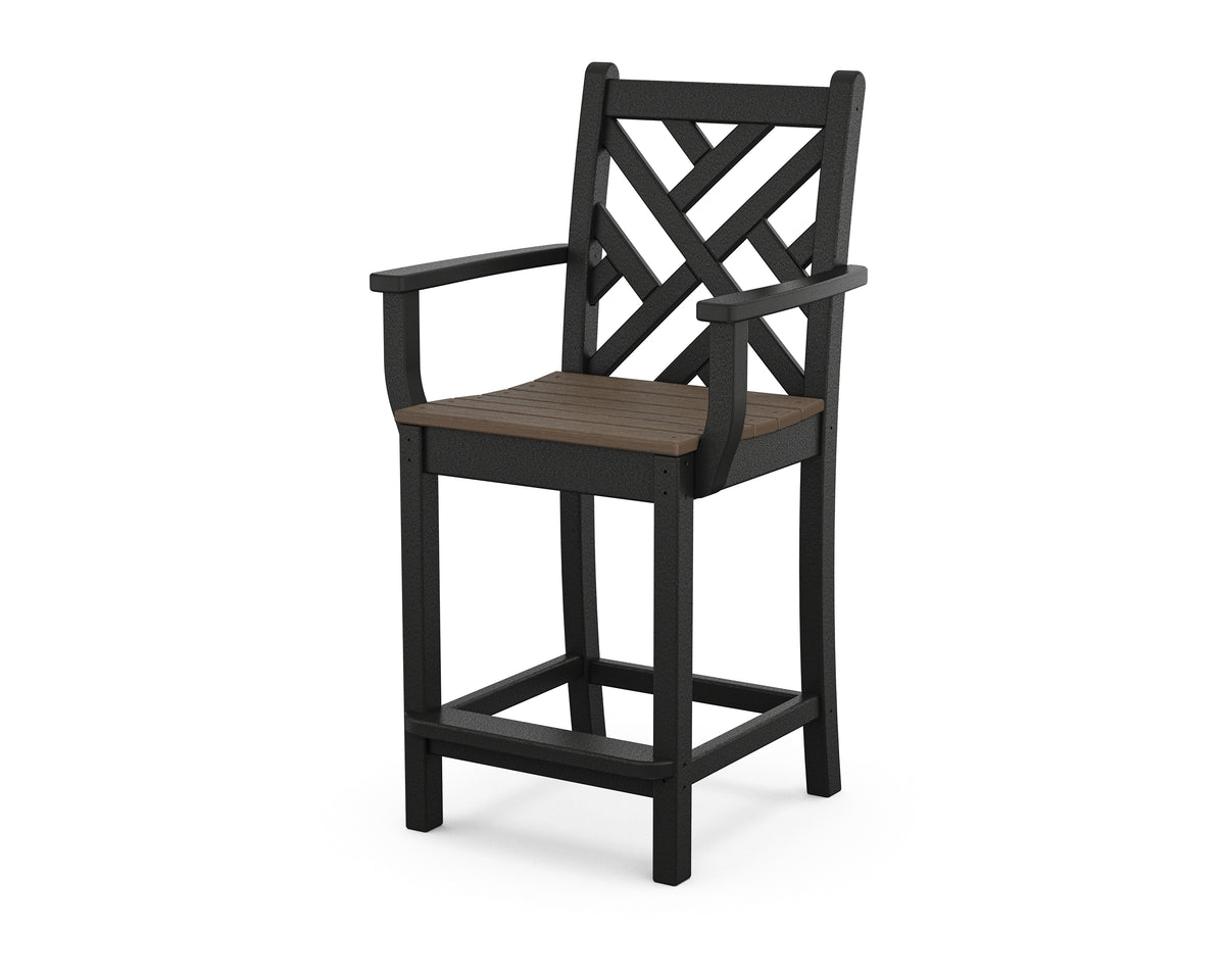 POLYWOOD Chippendale Counter Arm Chair in Black / Kona