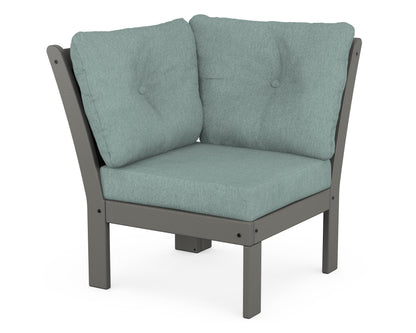 POLYWOOD Vineyard Modular Corner Chair in Slate Grey / Glacier Spa