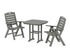 POLYWOOD Nautical Folding Highback Chair 3-Piece Dining Set in Slate Grey