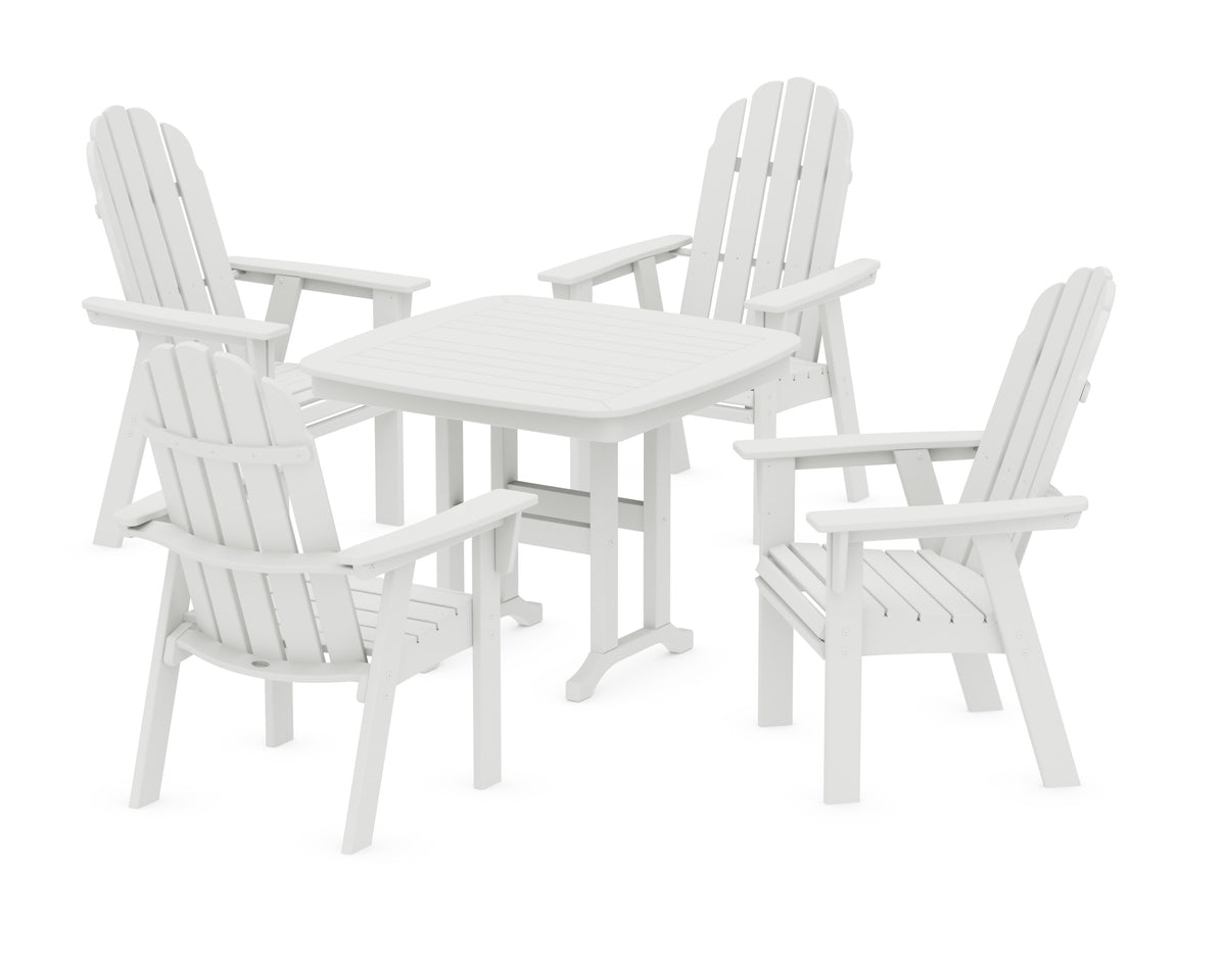 POLYWOOD Vineyard Curveback Adirondack 5-Piece Dining Set - 37" Table in Vintage White