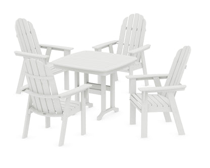 POLYWOOD Vineyard Curveback Adirondack 5-Piece Dining Set - 37" Table in Vintage White