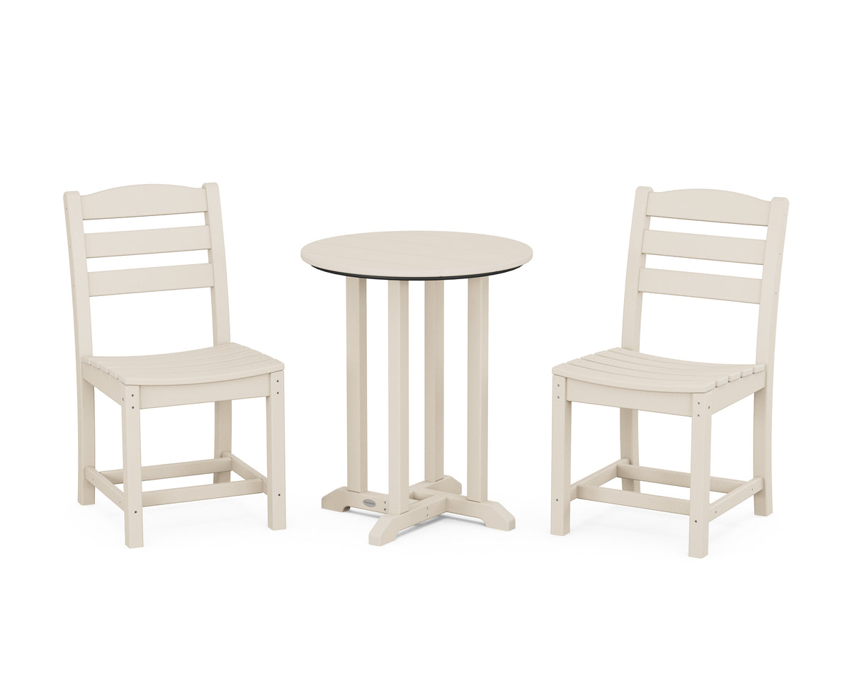 POLYWOOD La Casa Café Side Chair 3-Piece Round Bistro Dining Set in Sand
