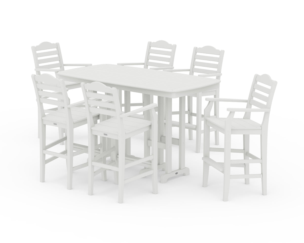 POLYWOOD Savannah Arm Chair 7-Piece Bar Set in Vintage White