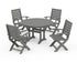 POLYWOOD Signature Folding Chair 5-Piece Round Dining Set with Trestle Legs in Slate Grey